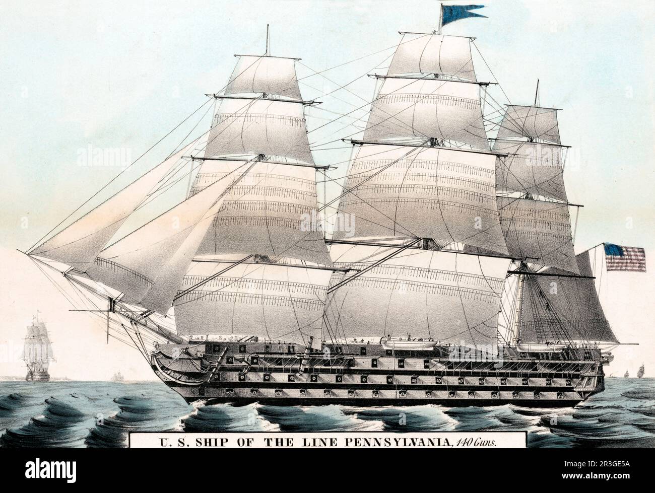 ÉTATS-UNIS Navire de la marine de la ligne USS Pennsylvania, 140 canons. Banque D'Images