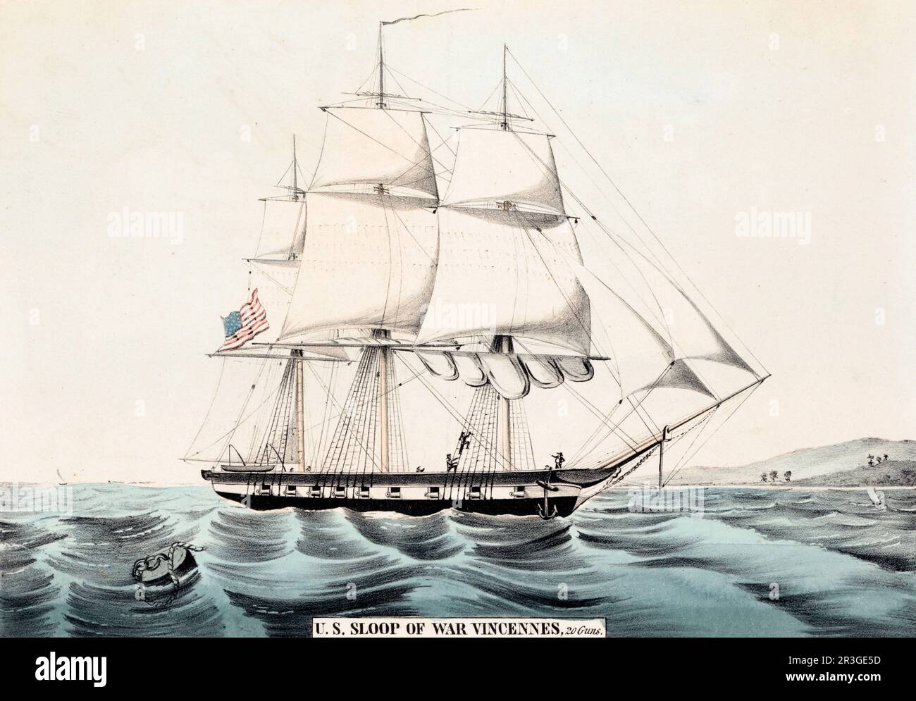 ÉTATS-UNIS Boucle de guerre de la Marine USS Vincennes, 20 canons. Banque D'Images