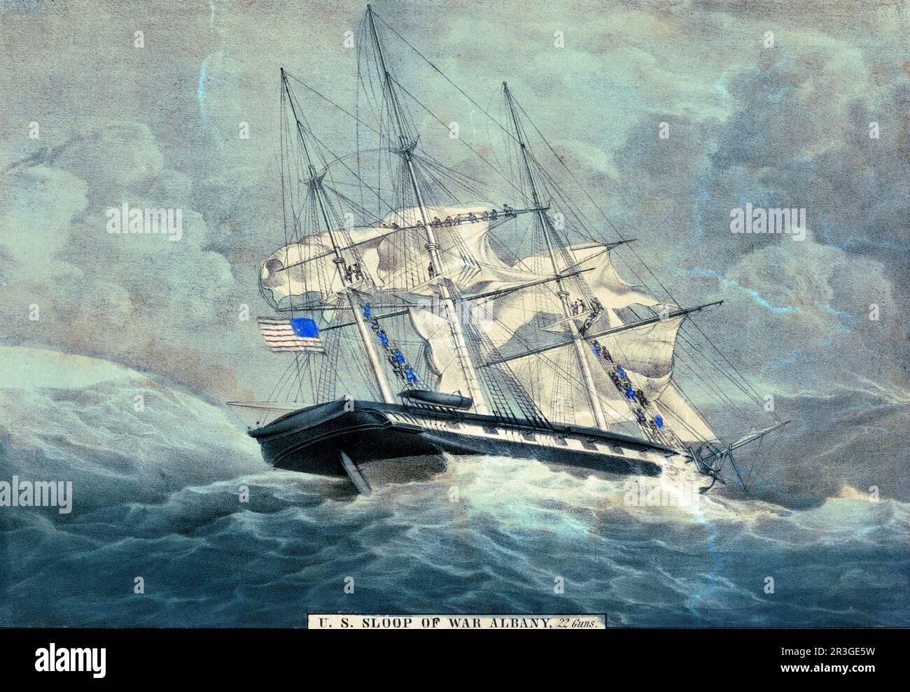 ÉTATS-UNIS Boucle de guerre de la marine USS Albany, 22 canons. Banque D'Images