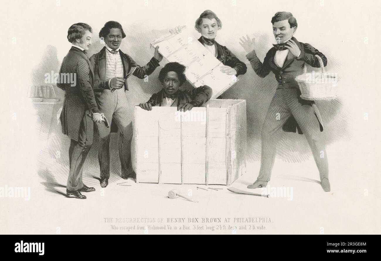 La résurrection d'Henry Box Brown à Philadelphie, qui s'est échappé de Richmond, en Virginie, dans une boîte. Banque D'Images La résurrection d'Henry Box Brown à Philadelphie, qui s'est échappé de Richmond, en Virginie, dans une boîte. Banque D'Images