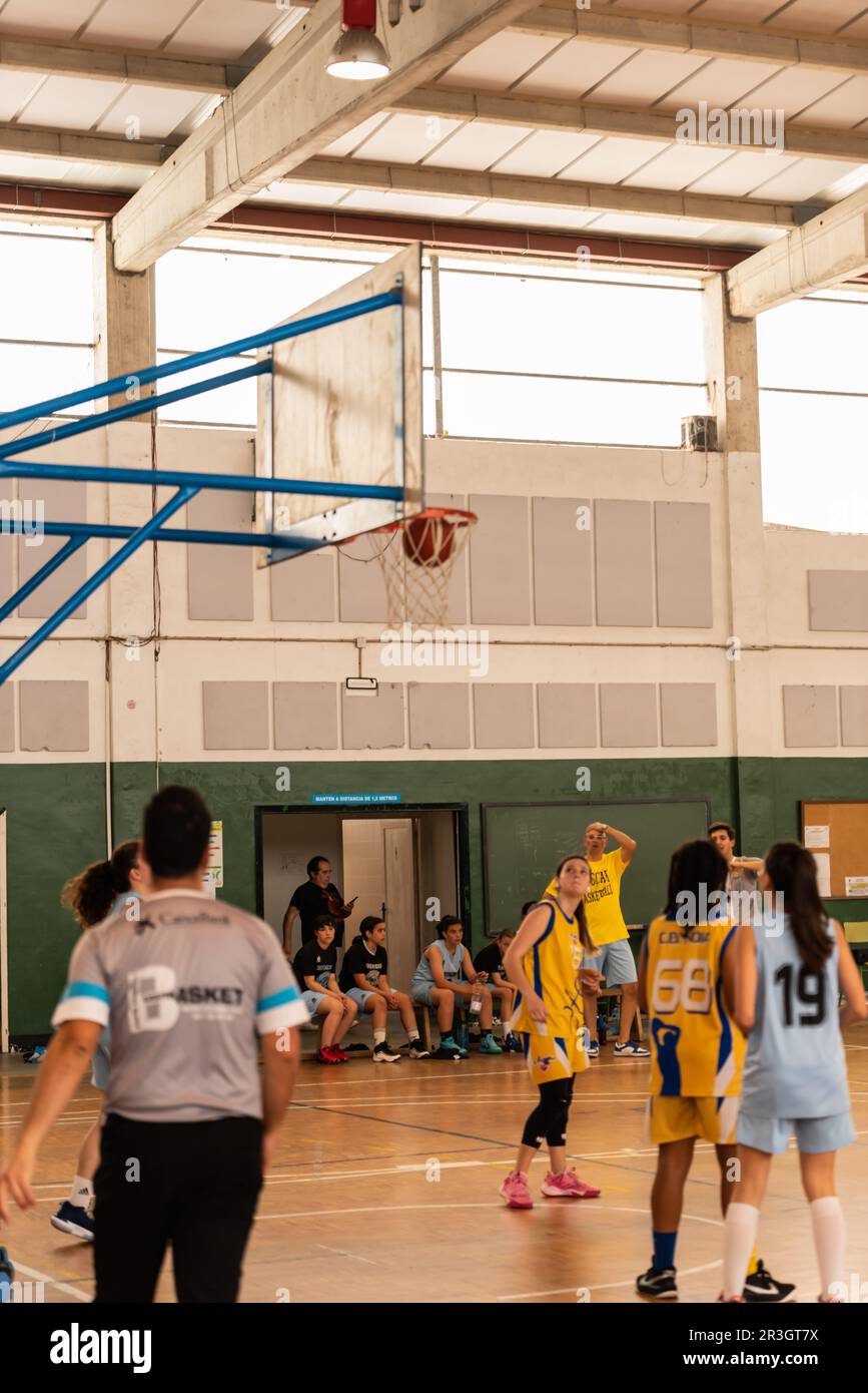 Cangas, Espagne. 23 mai 2023.Partido entre Defensoras del Morrazo vs CB Noia, la phase de promotion à la première division infantile femelle. groupe sud. Credit: Xan Gasalla / Alamy Live News Banque D'Images