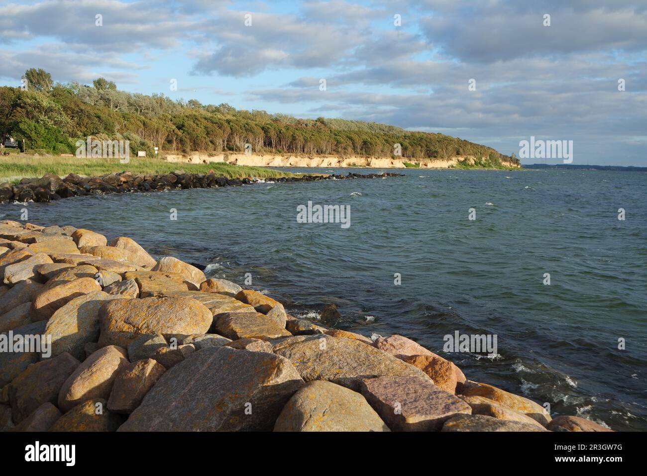Vue sur la côte escarpée de l'île de Poel Banque D'Images
