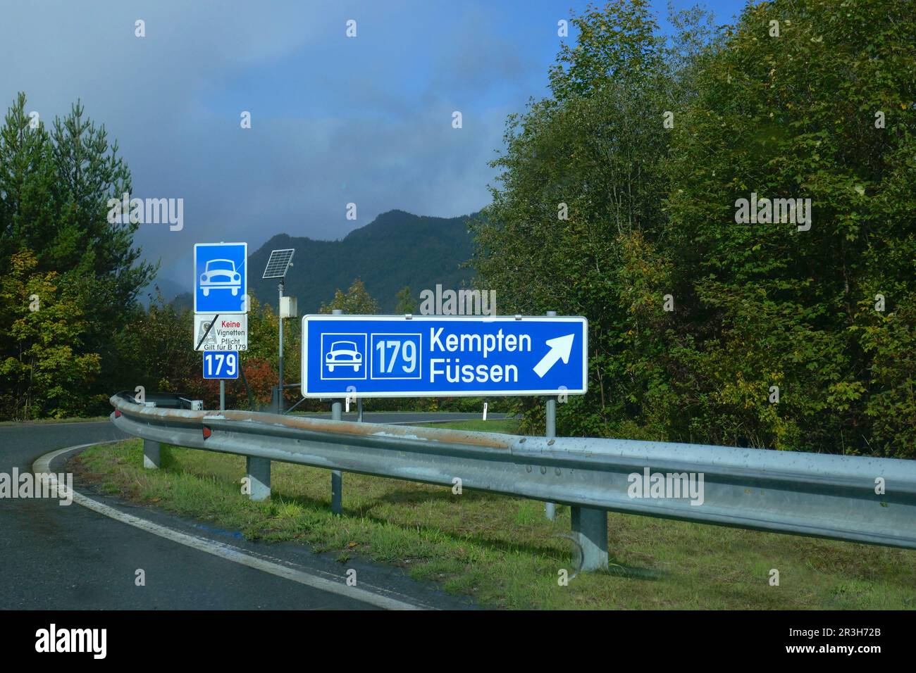 Panneau d'autoroute de Füssen Banque D'Images