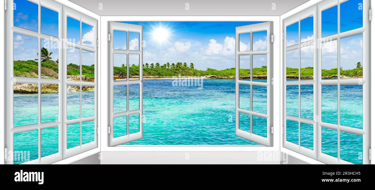Fenêtre ouverte sur la mer Banque D'Images