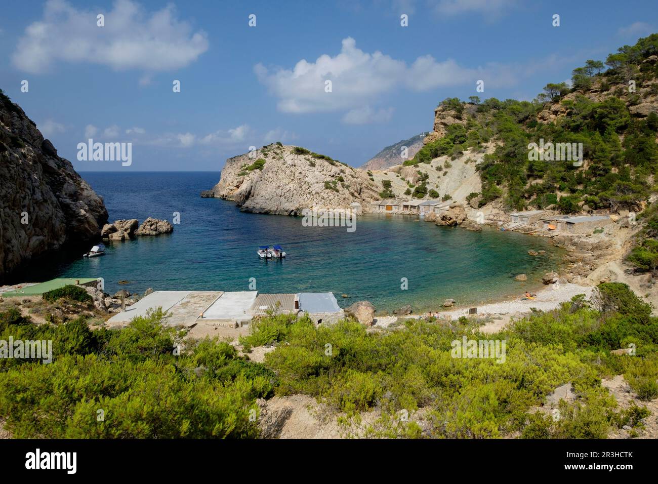 Es Portitxol, Municipio de Sant Joan de LabritjaIbiza, Iles Baléares, Espagne. Banque D'Images