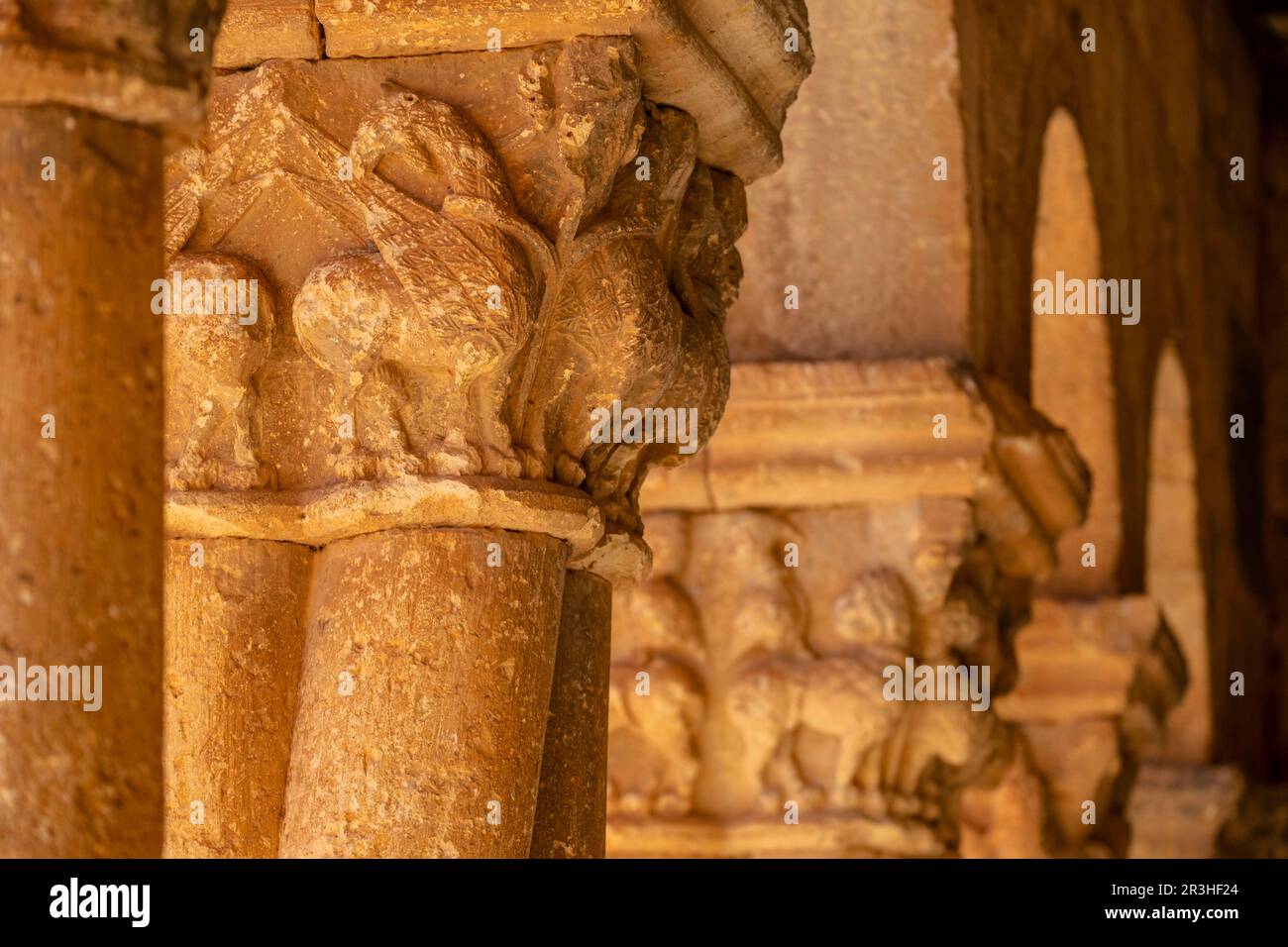 grifo, Iglesia de San Pedro Apóstol, Románico, siglo XII -déclarada Monumento Histórico Artístico Nacional en 1935-, Caracena, Soria, comunidad autónoma de Castilla y León, Espagne, Europe. Banque D'Images