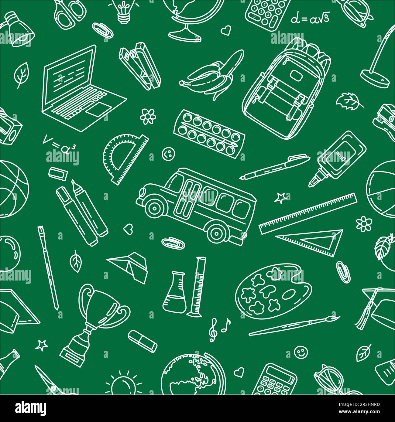 Motif sans couture des fournitures scolaires dans un style de caniche. Motif vectoriel sur le thème de l'école Illustration de Vecteur