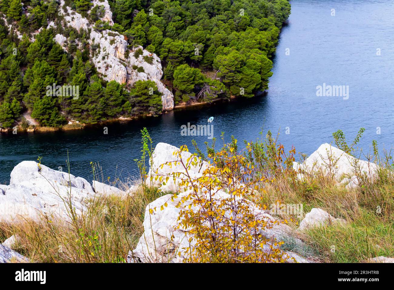 Vue sur la baie de Skradin Banque D'Images