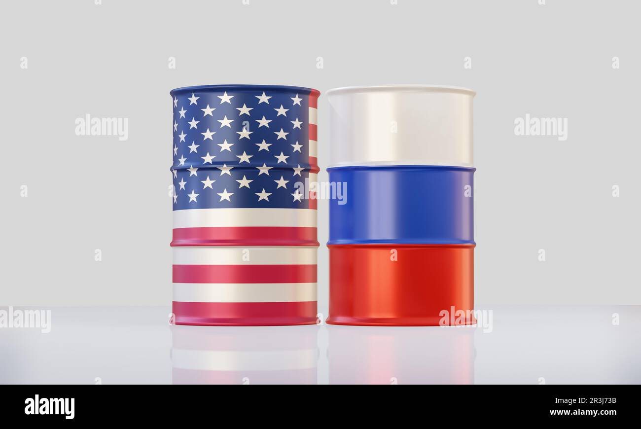 Baril de pétrole en drapeau pour l'énergie et le concept politique Banque D'Images