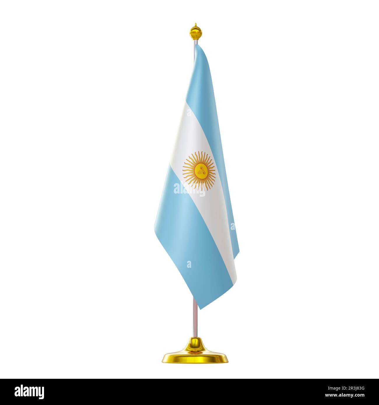 3D drapeau sur le pôle pour le sommet et la réunion politique des pays de l'Argentine. Banque D'Images