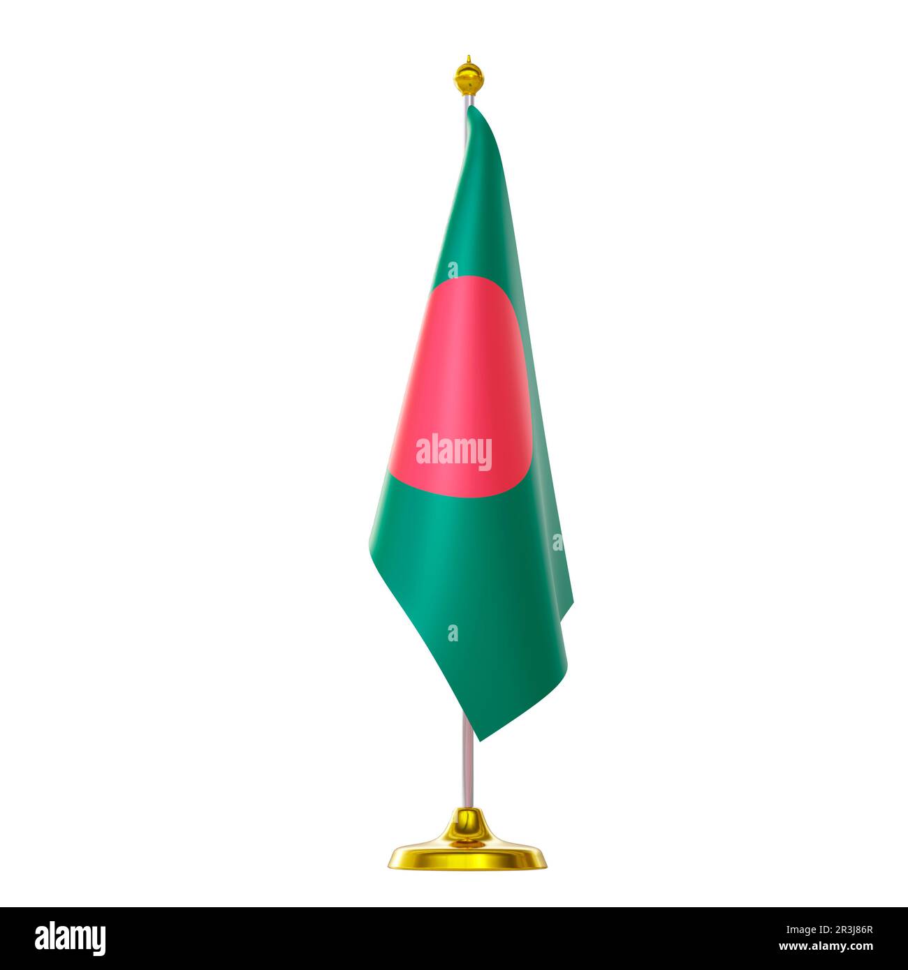 3D drapeau sur le pôle pour le sommet et la réunion politique des pays du Bangladesh. Banque D'Images