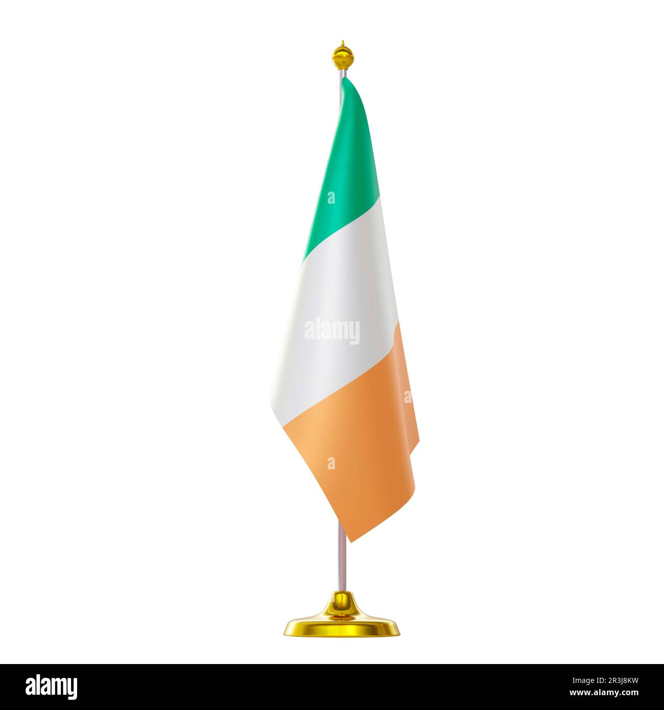 3D drapeau sur le pôle pour le sommet et la réunion politique des pays d'Irlande. Banque D'Images