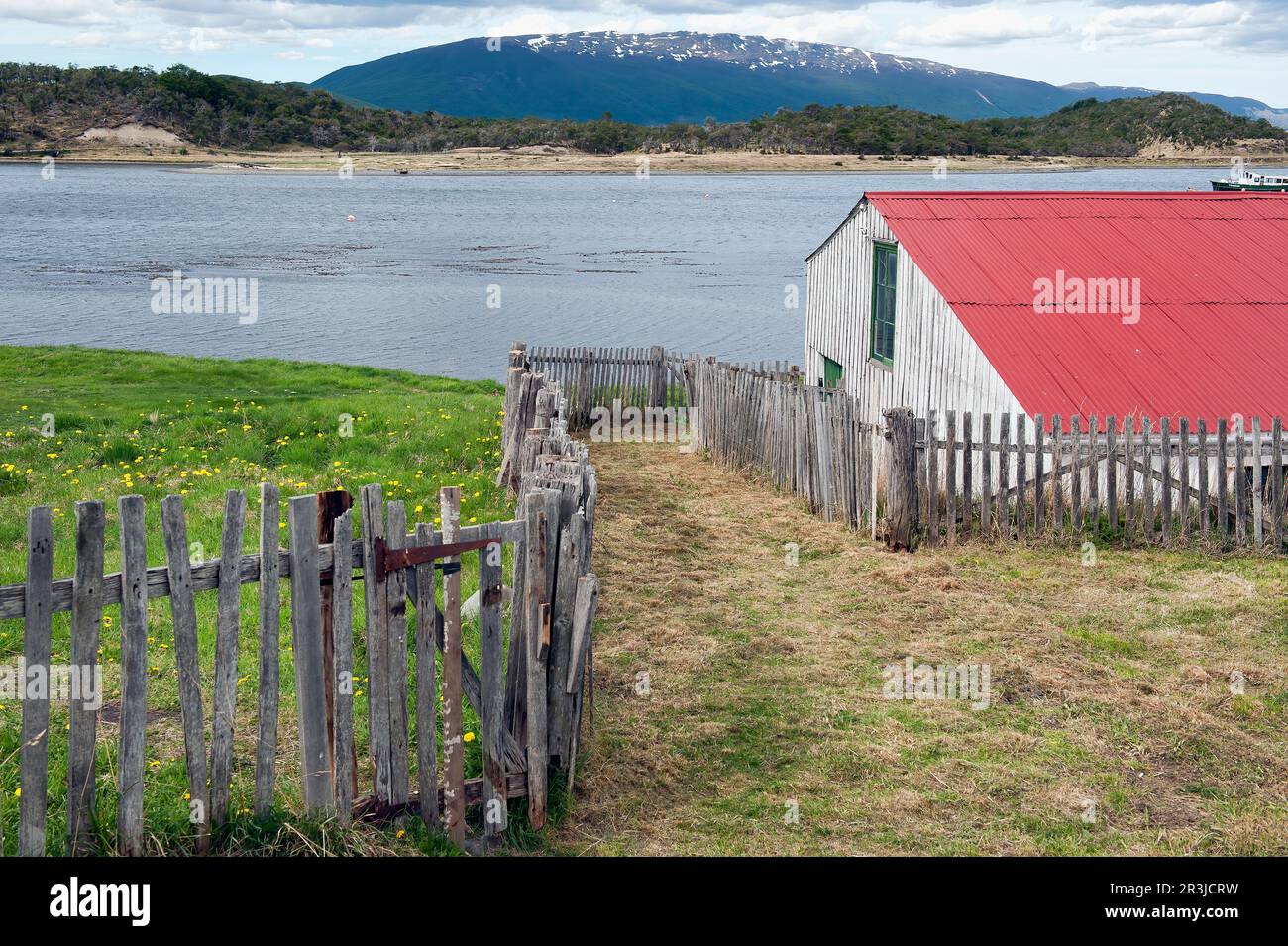 Estancia Haberton et le canal de Beagle, Fireland, Patagonie, Argentine Banque D'Images