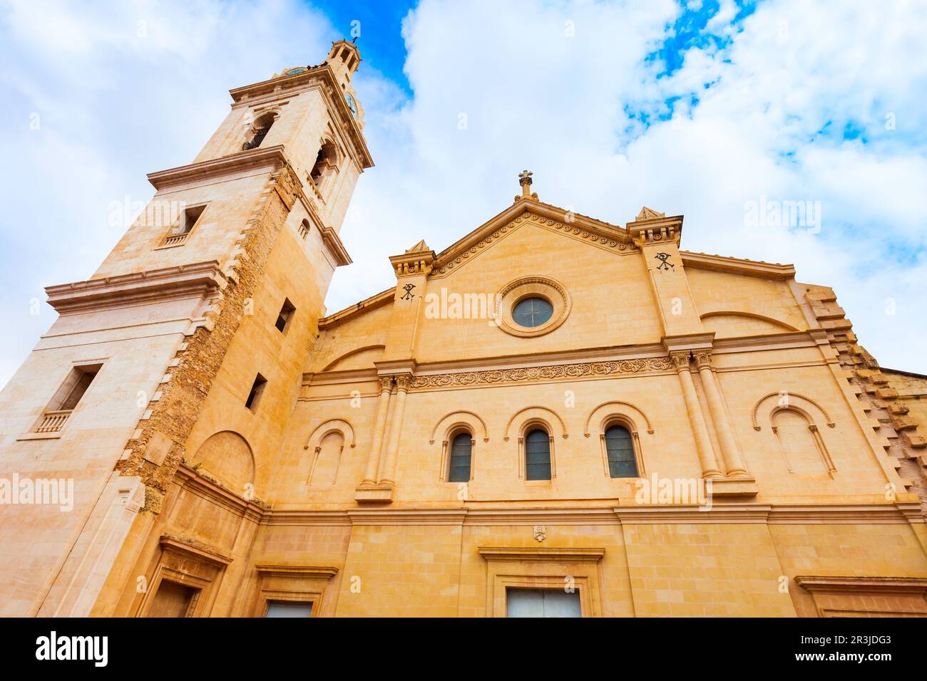 La Collégiale Basilique de Santa Maria de Xativa, également connue sous le nom de la Seu est la principale église de la ville de Xativa près de Valence en Espagne. Banque D'Images