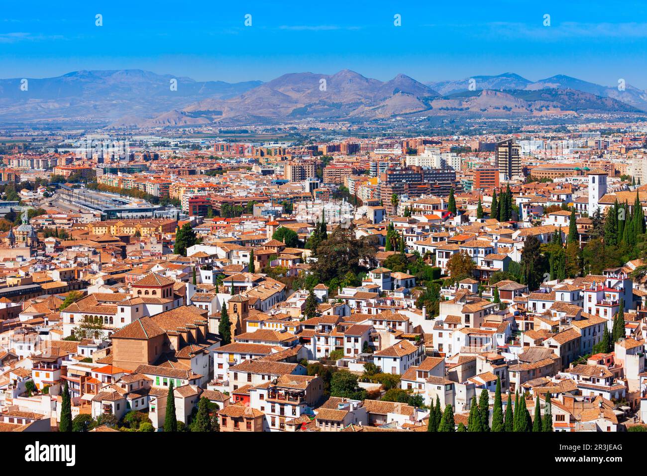 Grenade vue panoramique aérienne, région andalouse en Espagne Banque D'Images