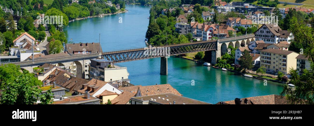 Le pont ferroviaire traverse le Rhin, Schaffhausen Banque D'Images