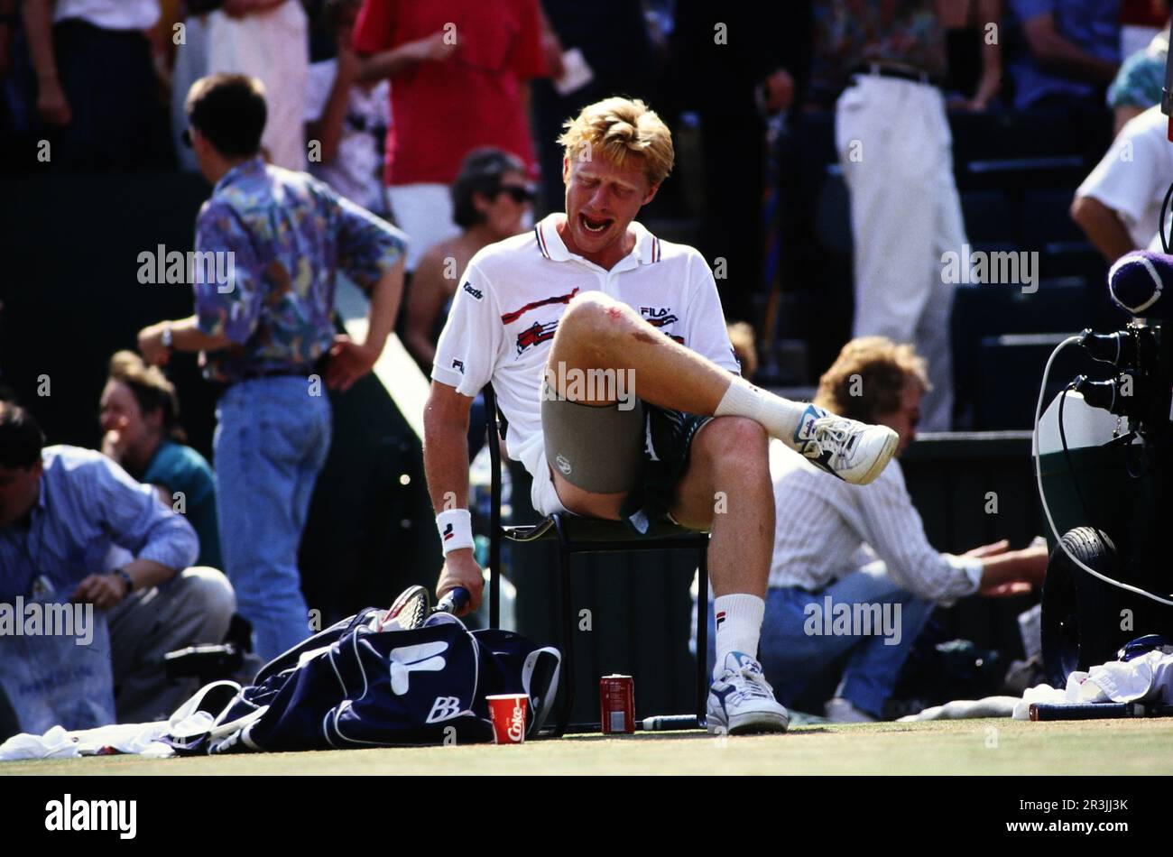 Boris Becker, deutscher Tennisspieler, auf dem Tennisplatz. Banque D'Images