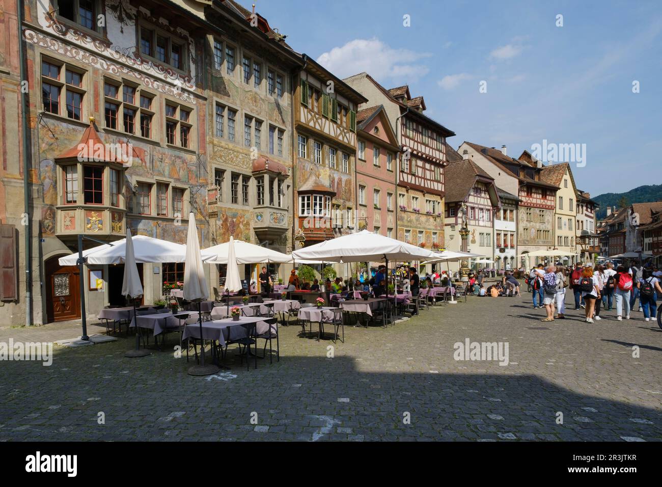 Maisons historiques de la ville de Stein au bord du Rhin Banque D'Images