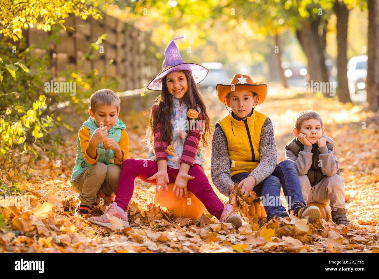 Halloween et Thanksgiving s'amuser pour les enfants Banque D'Images