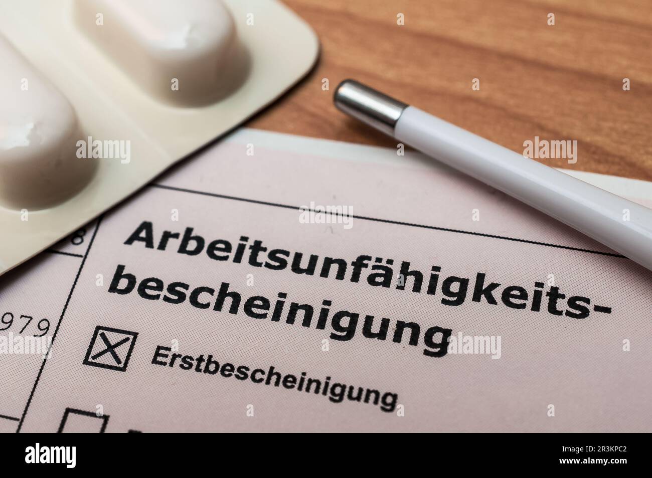 Certificat d'incapacité de travail - certificat de maladie en Allemagne Banque D'Images