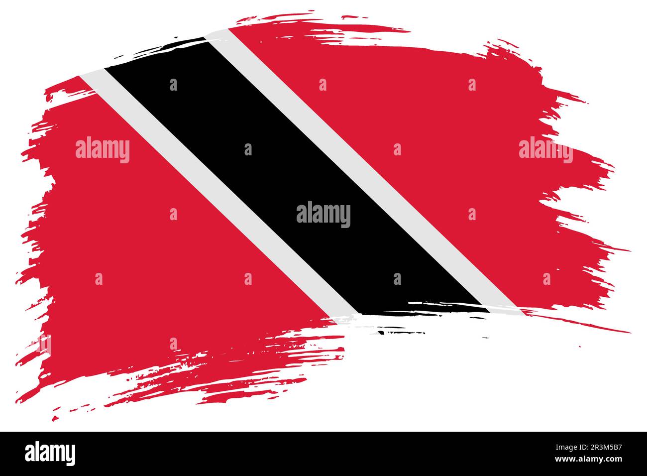 Trinidad et Tobago drapeau de trait de pinceau fond vectoriel. Banderole isolée peinte à la main de style grunge République de Trinité-et-Tobago. Illustration de Vecteur