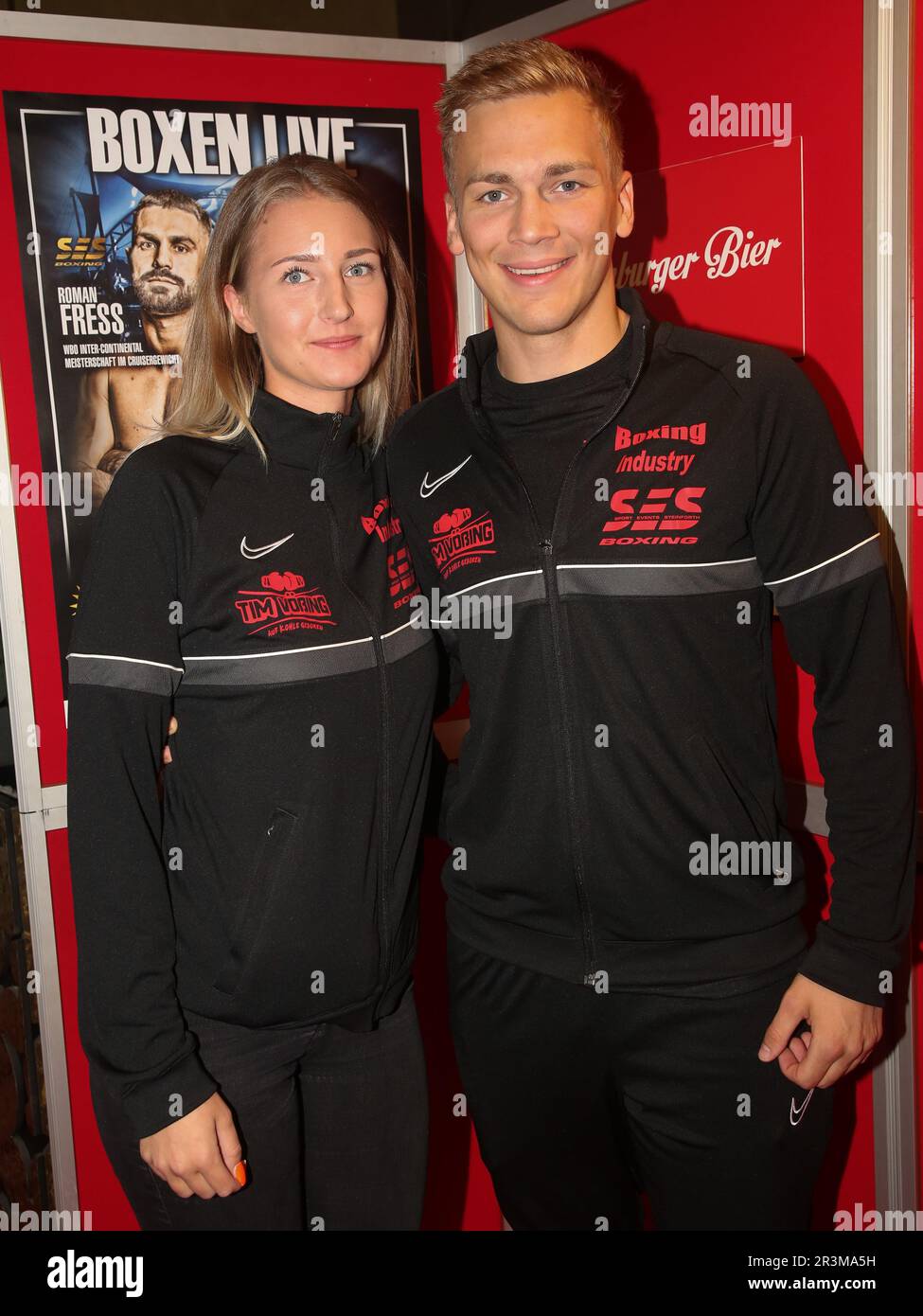 Boxer Tim VöÃŸing avec sa petite amie Antonia avant le Gala de boxe ses le 05/14/2022 Magdeburg Banque D'Images