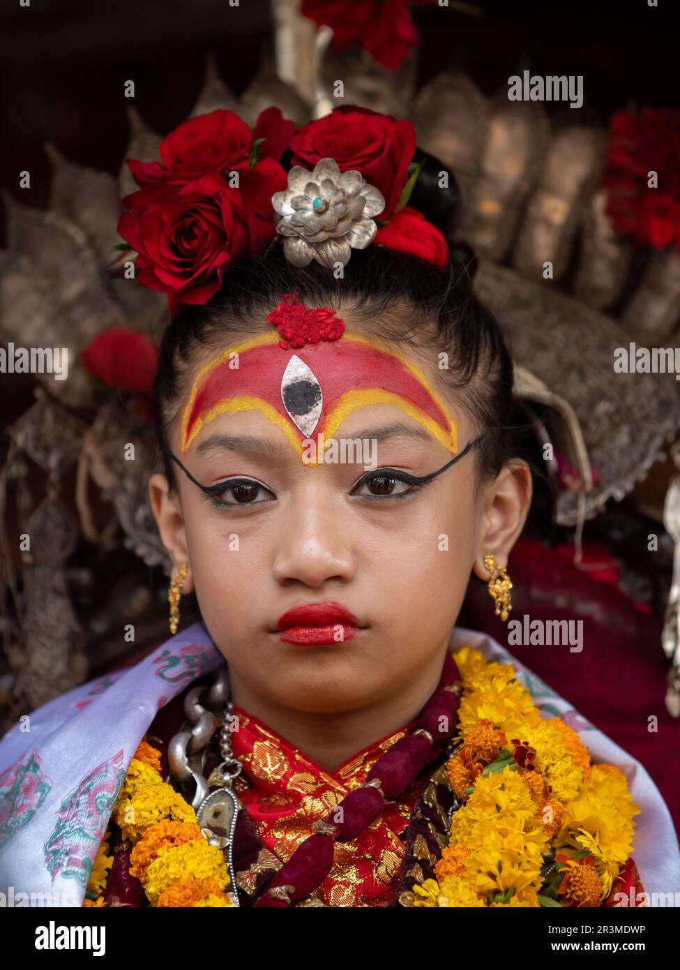 Kumari Déesse vivante du Népal. Banque D'Images