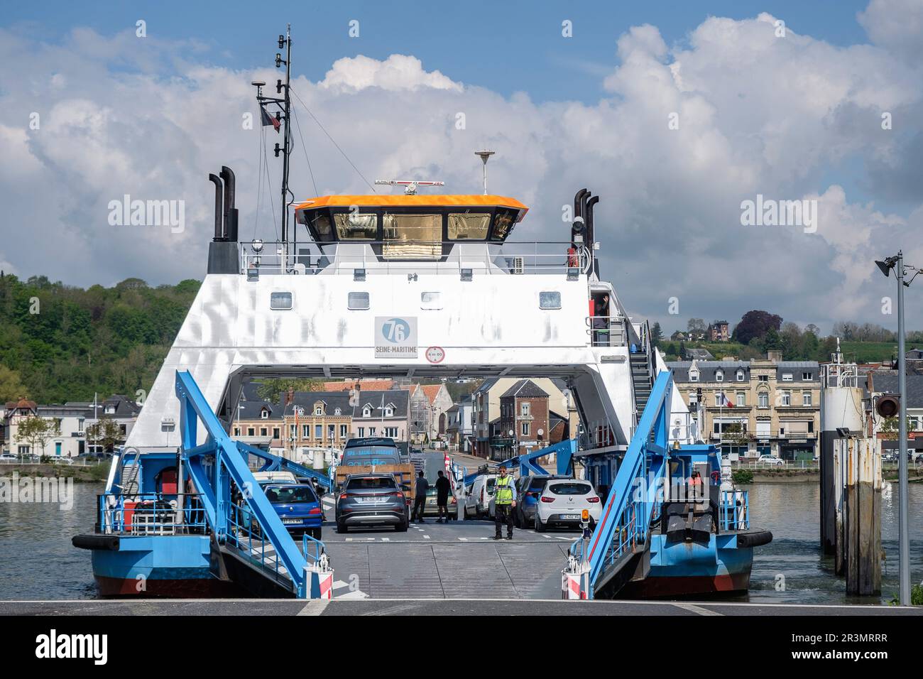 Ferry sur la Seine jusqu'à Duclair | passage d'eau de Duclair à Berville-sur-Seine Banque D'Images
