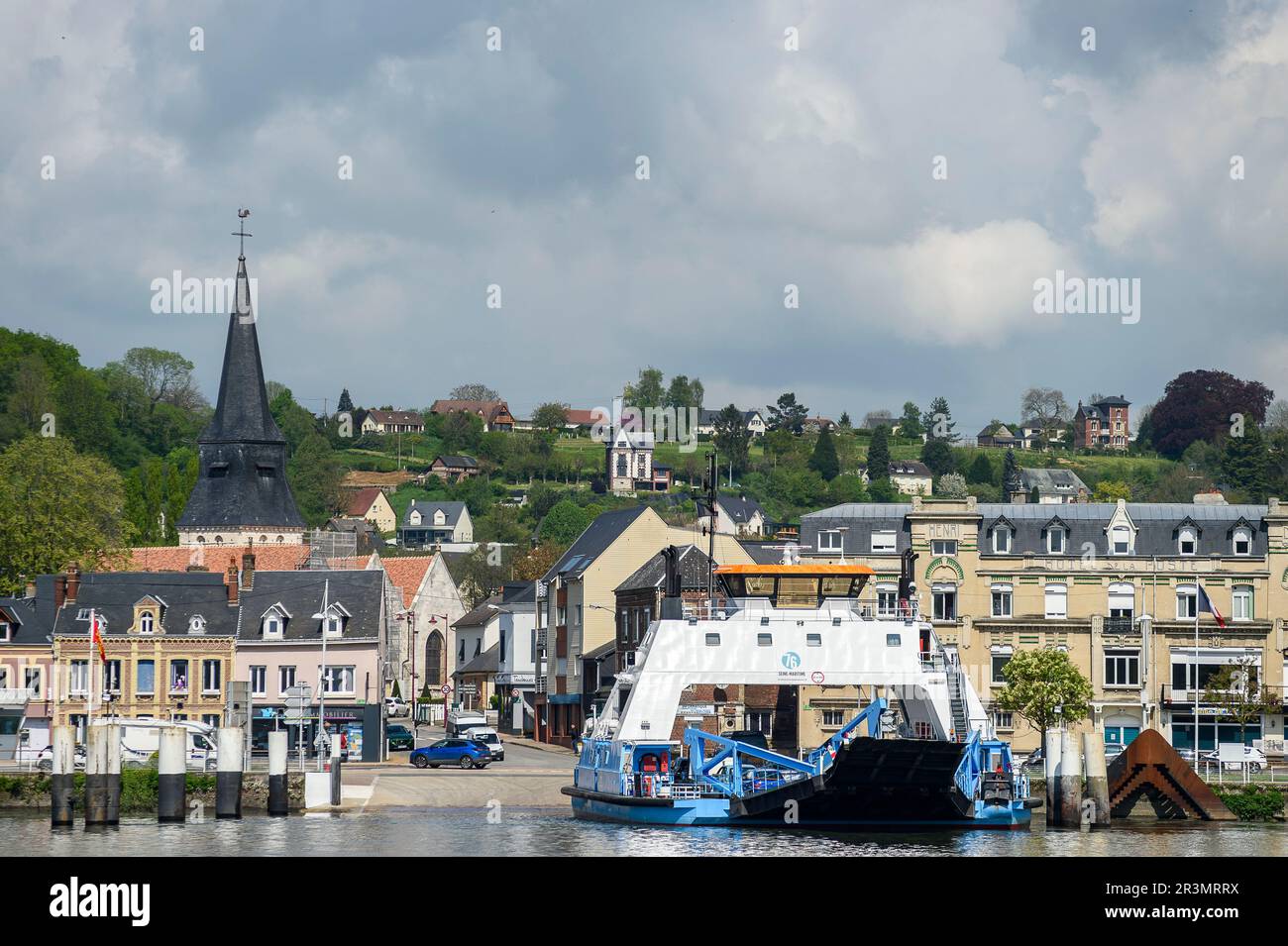 Ferry sur la Seine jusqu'à Duclair | passage d'eau de Duclair à Berville-sur-Seine Banque D'Images