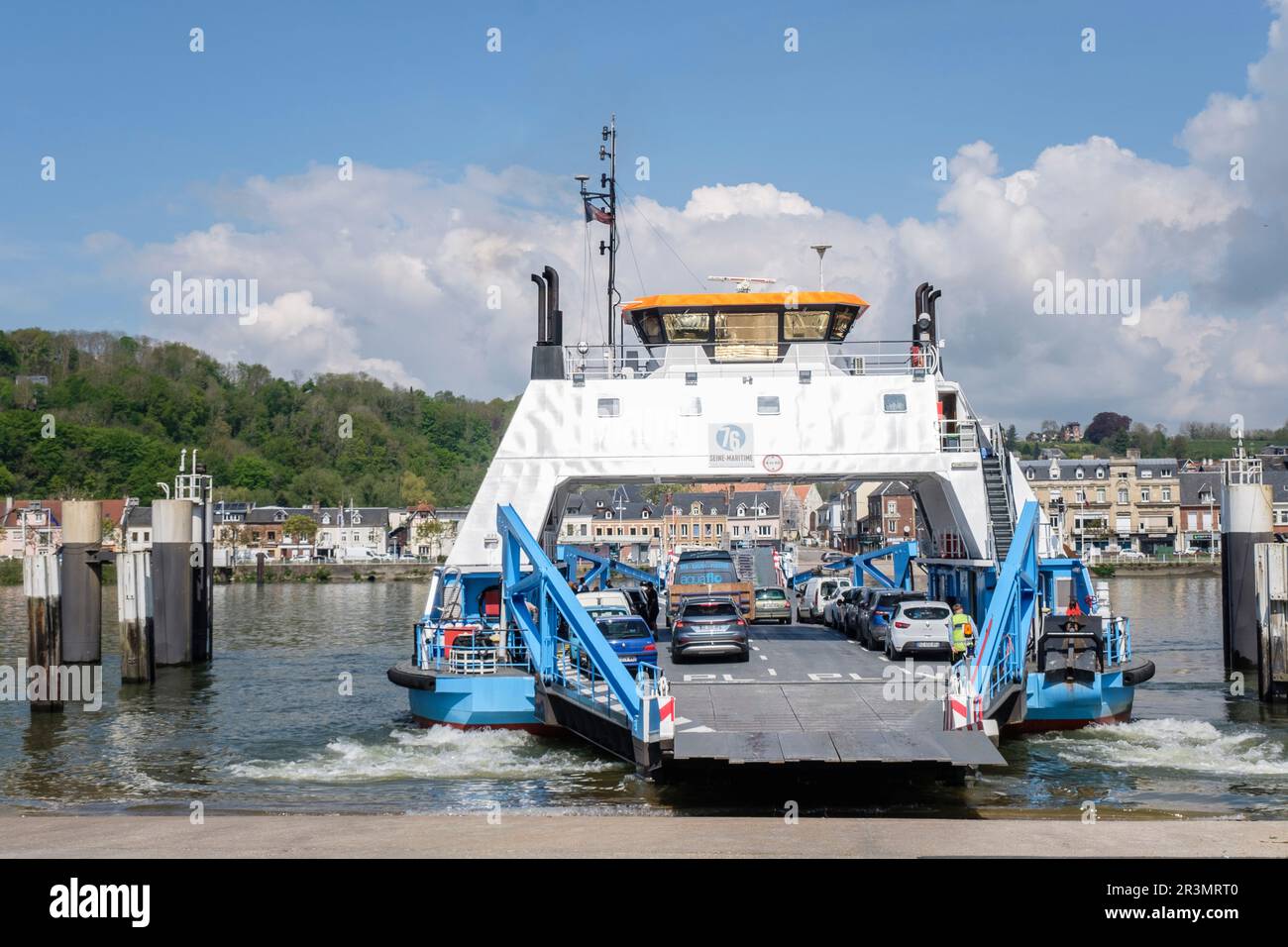 Ferry sur la Seine jusqu'à Duclair | passage d'eau de Duclair à Berville-sur-Seine Banque D'Images