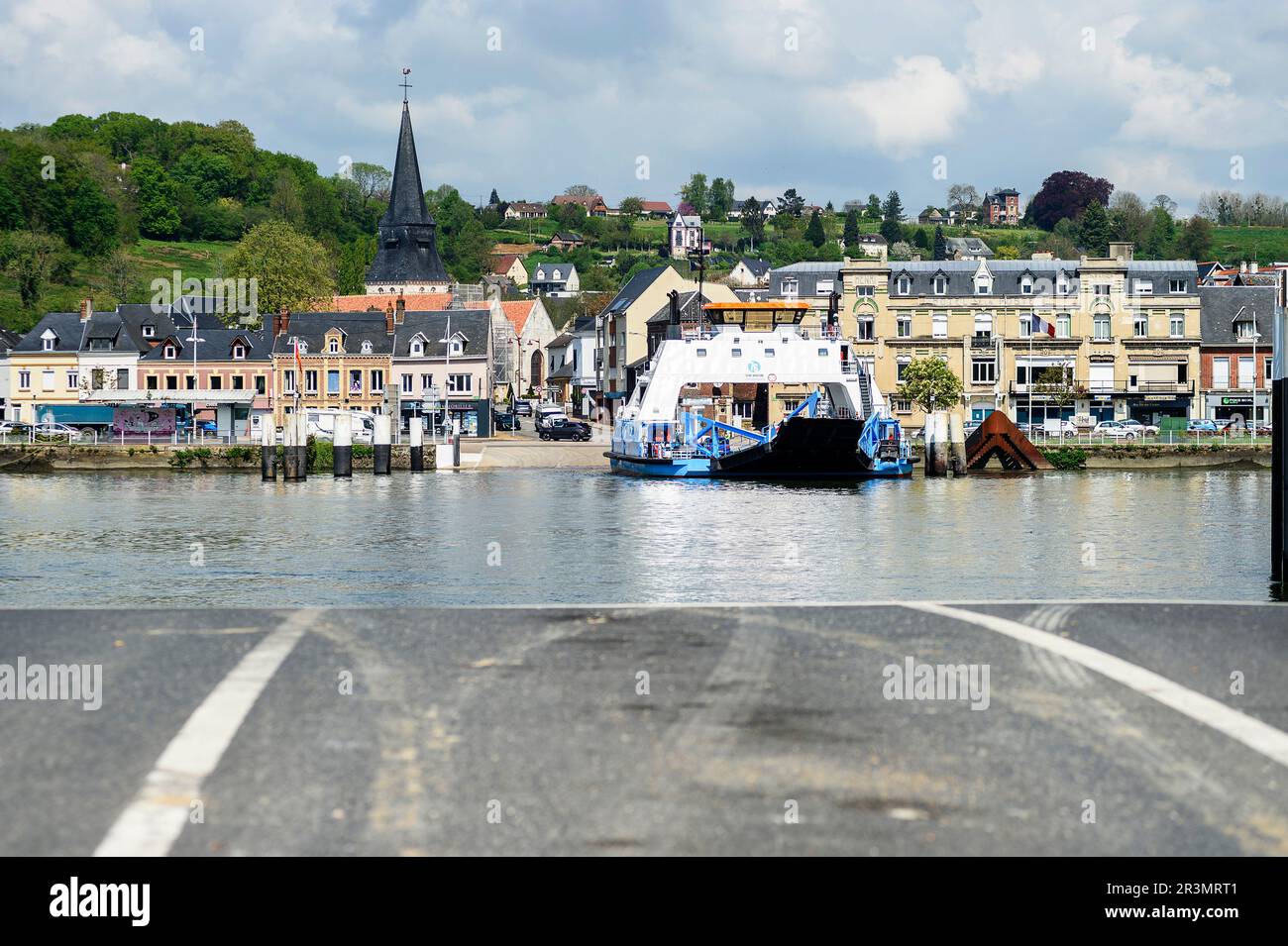Ferry sur la Seine jusqu'à Duclair | passage d'eau de Duclair à Berville-sur-Seine Banque D'Images