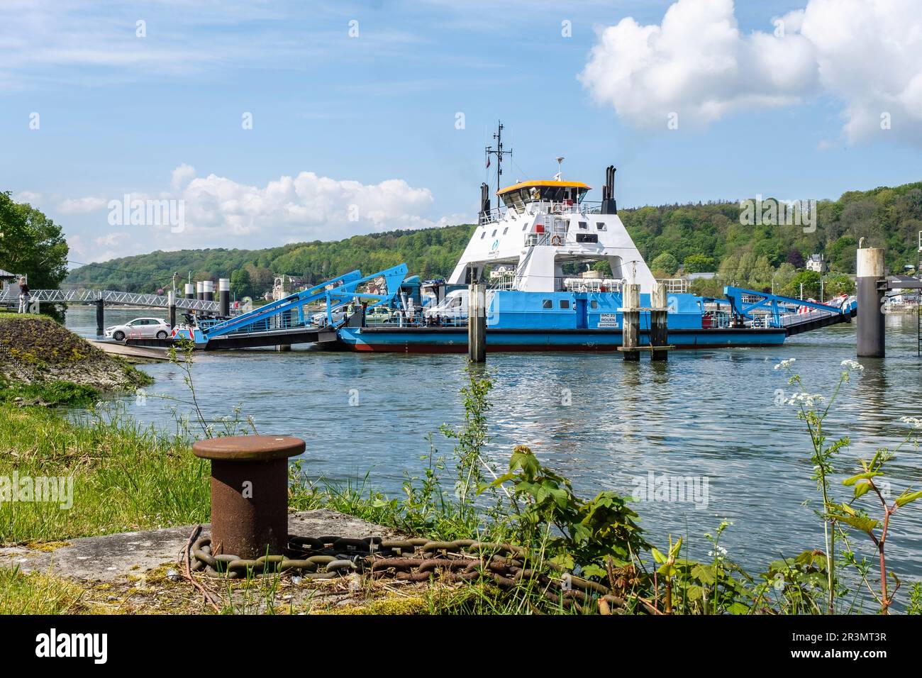 Ferry sur la Seine jusqu'à Duclair | passage d'eau de Duclair à Berville-sur-Seine Banque D'Images