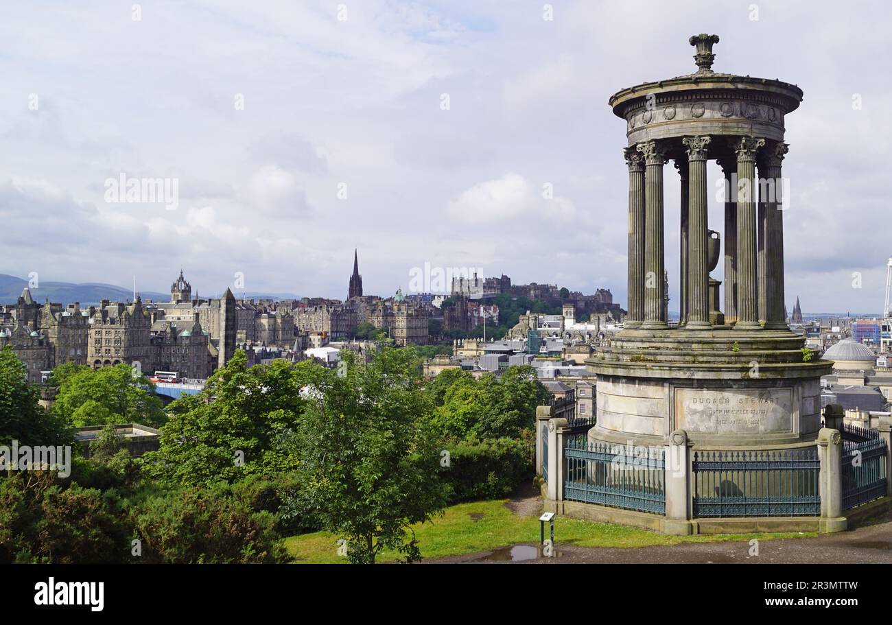 Monument Dugald Stewart Calton Hill Édimbourg Banque D'Images