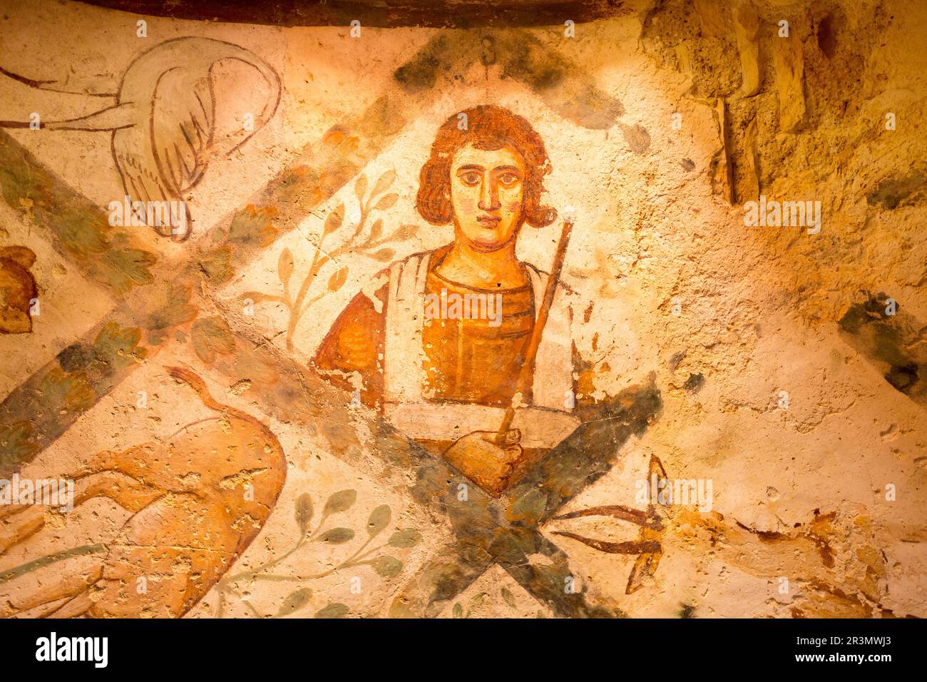 Les fresques du château du désert de Qusayr Amra, Jordanie Banque D'Images
