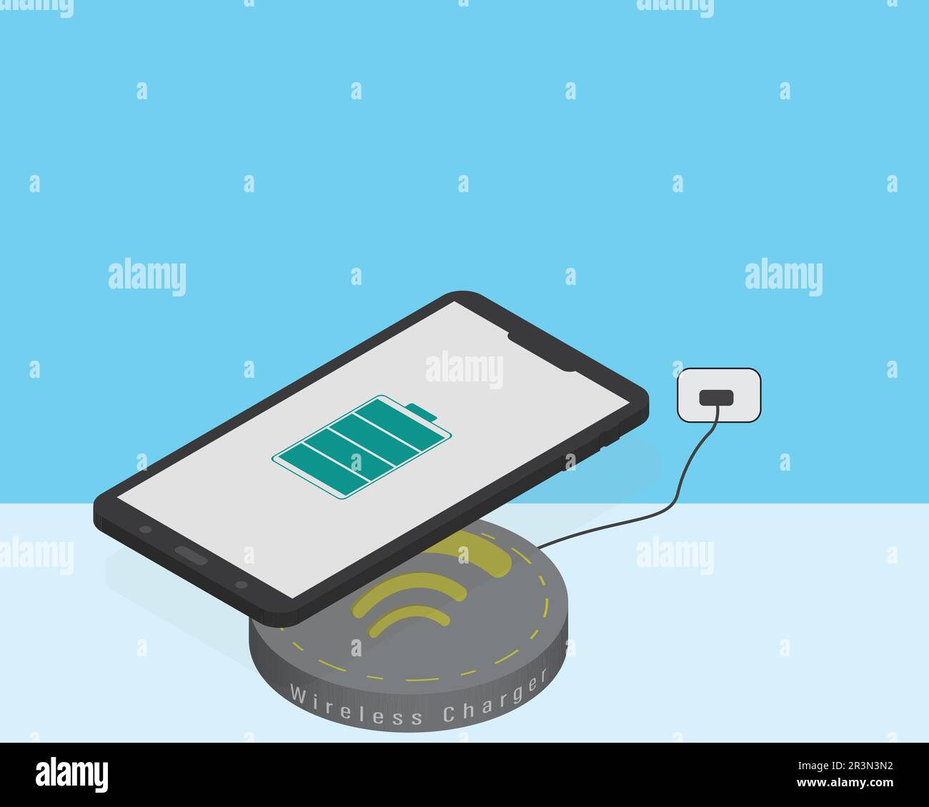 illustration vectorielle du téléphone sur le chargeur sans fil Illustration de Vecteur