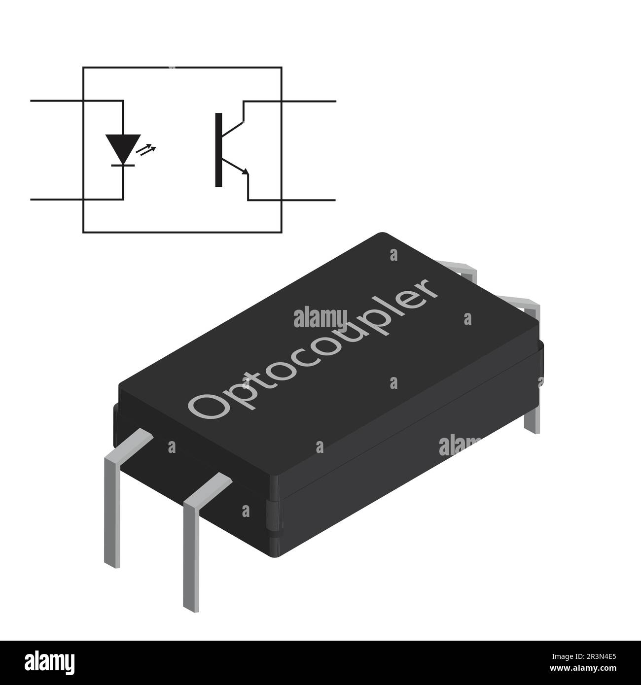 3d conception vectorielle de l'optocoupleur et de son schéma Illustration de Vecteur