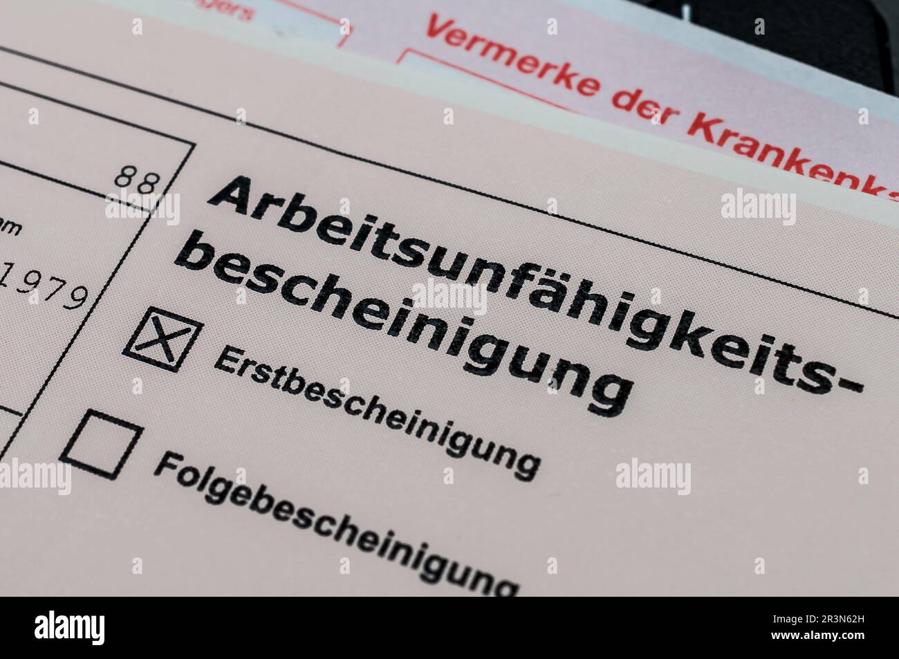 Certificat d'incapacité de travail - certificat de maladie en Allemagne Banque D'Images