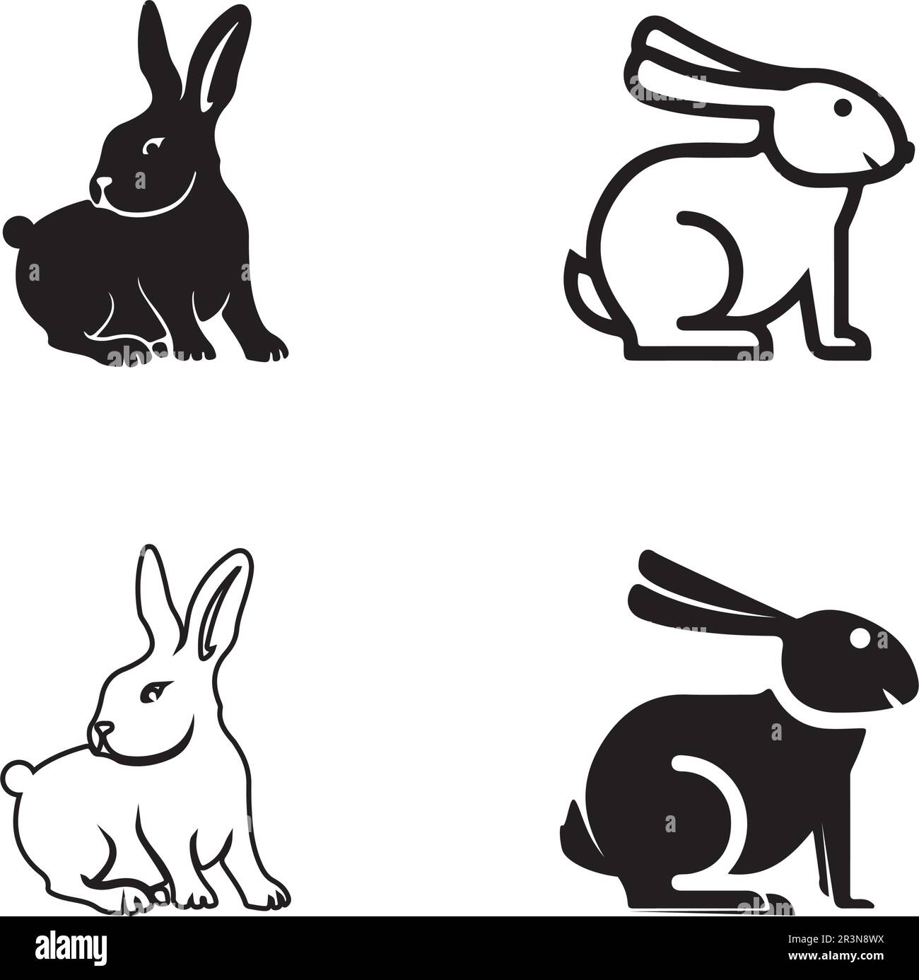 Modèle de logo vectoriel de lapin et motif d'icône animal Illustration de Vecteur