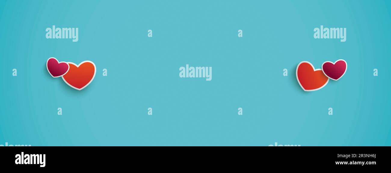 En-tête cyan Rouge Violet 4 coeurs Banque D'Images