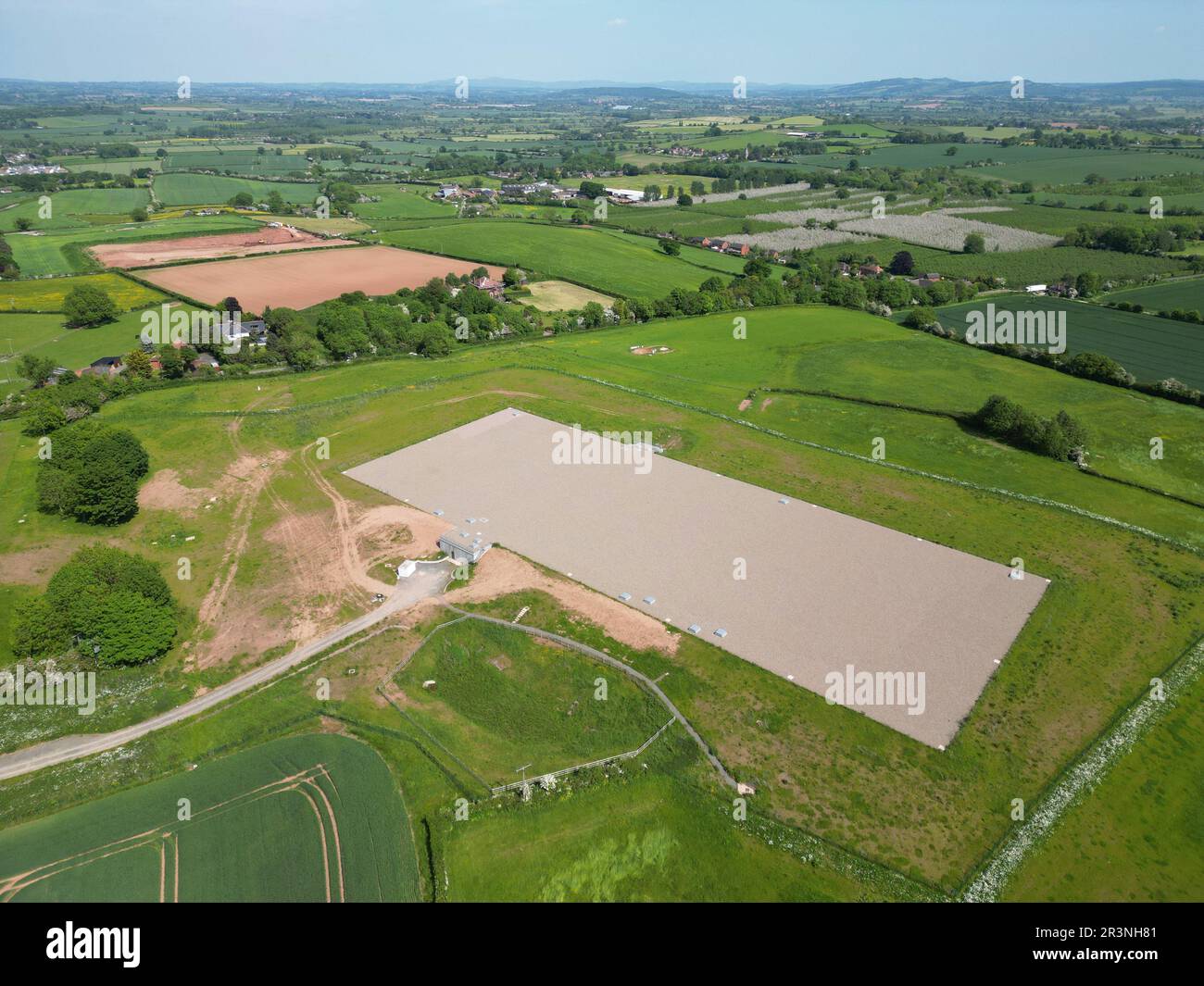 Réservoir souterrain d'eau de serice de Bewdley Bank construit en 2020 avec une capacité de 34 ML près de Burghill Hereford Royaume-Uni géré par Welsh Water - pris en mai 2023 Banque D'Images