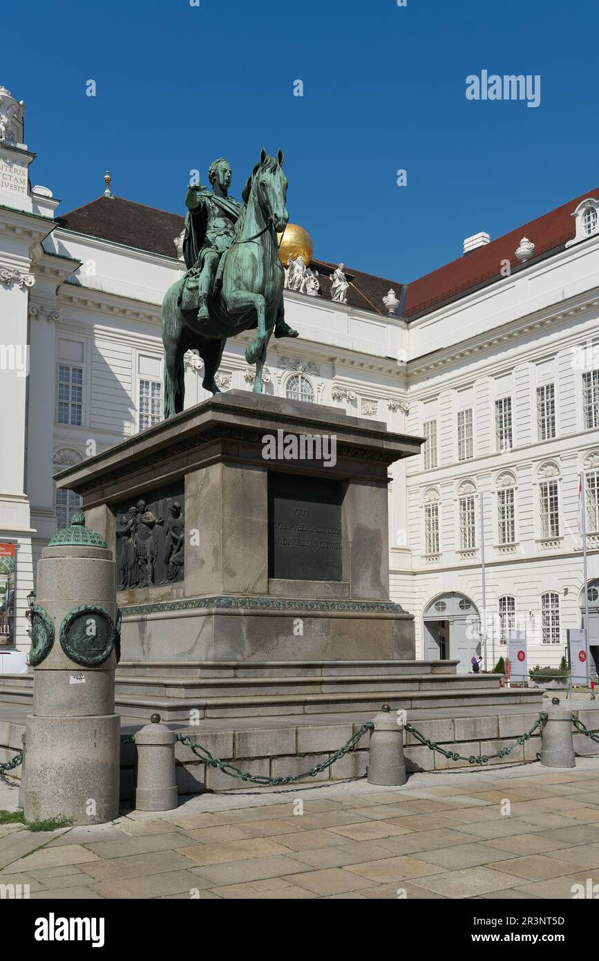 Statue équestre avec l'image de l'empereur Joseph II à Vienne Banque D'Images