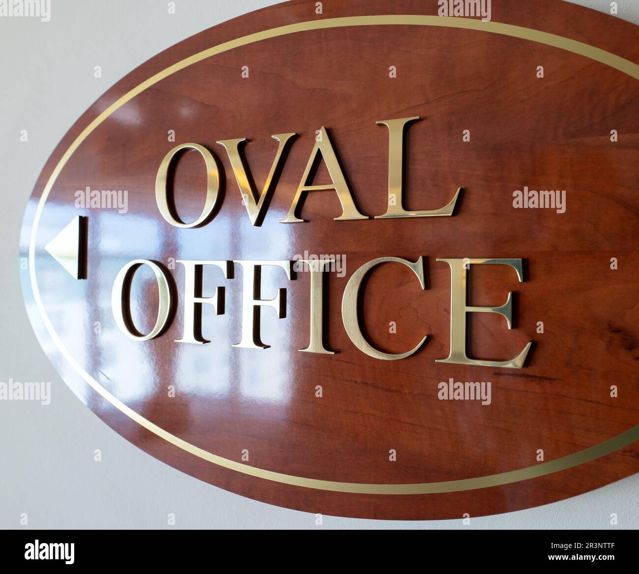 Plaque ovale en bois avec les lettres 'Oaval Office sur elle Banque D'Images