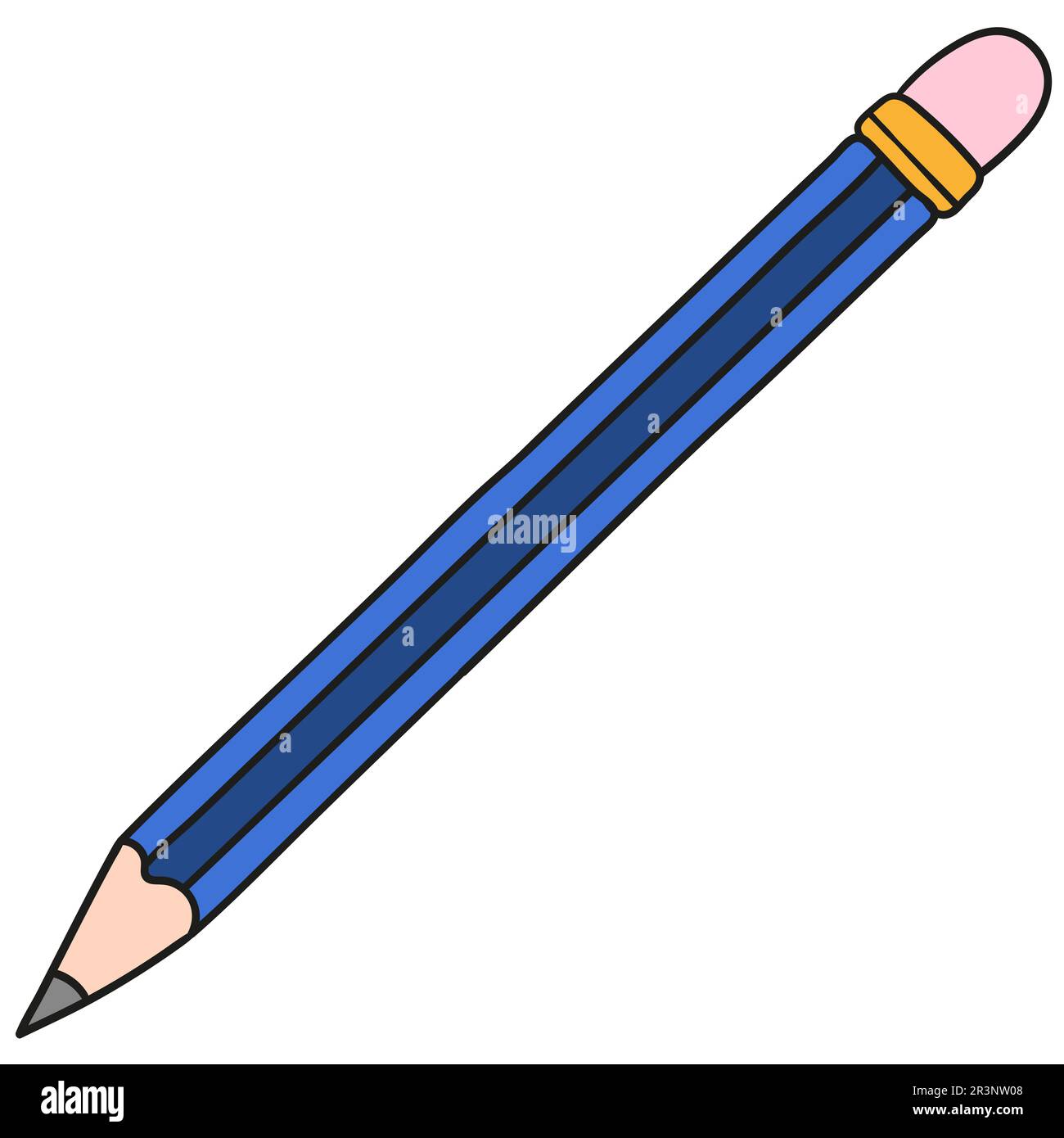 Papeterie crayon en bois. icône doodle Banque D'Images