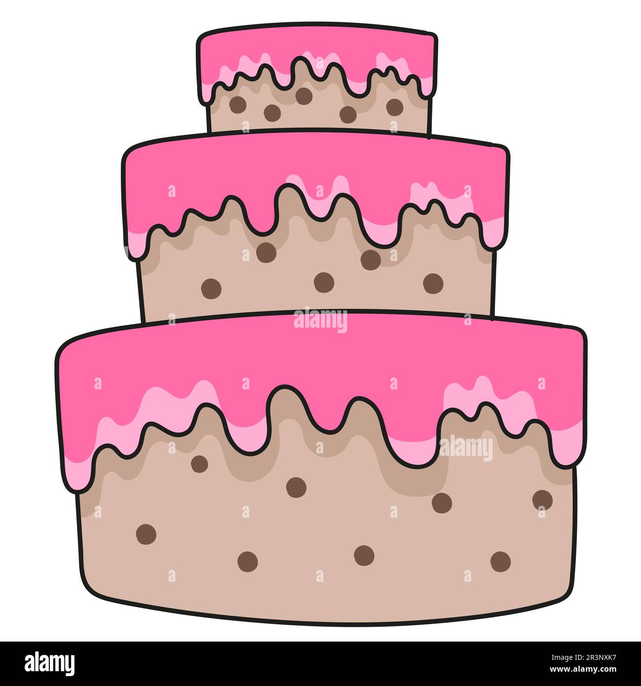 Gâteau d'anniversaire sur plusieurs niveaux. icône doodle Banque D'Images