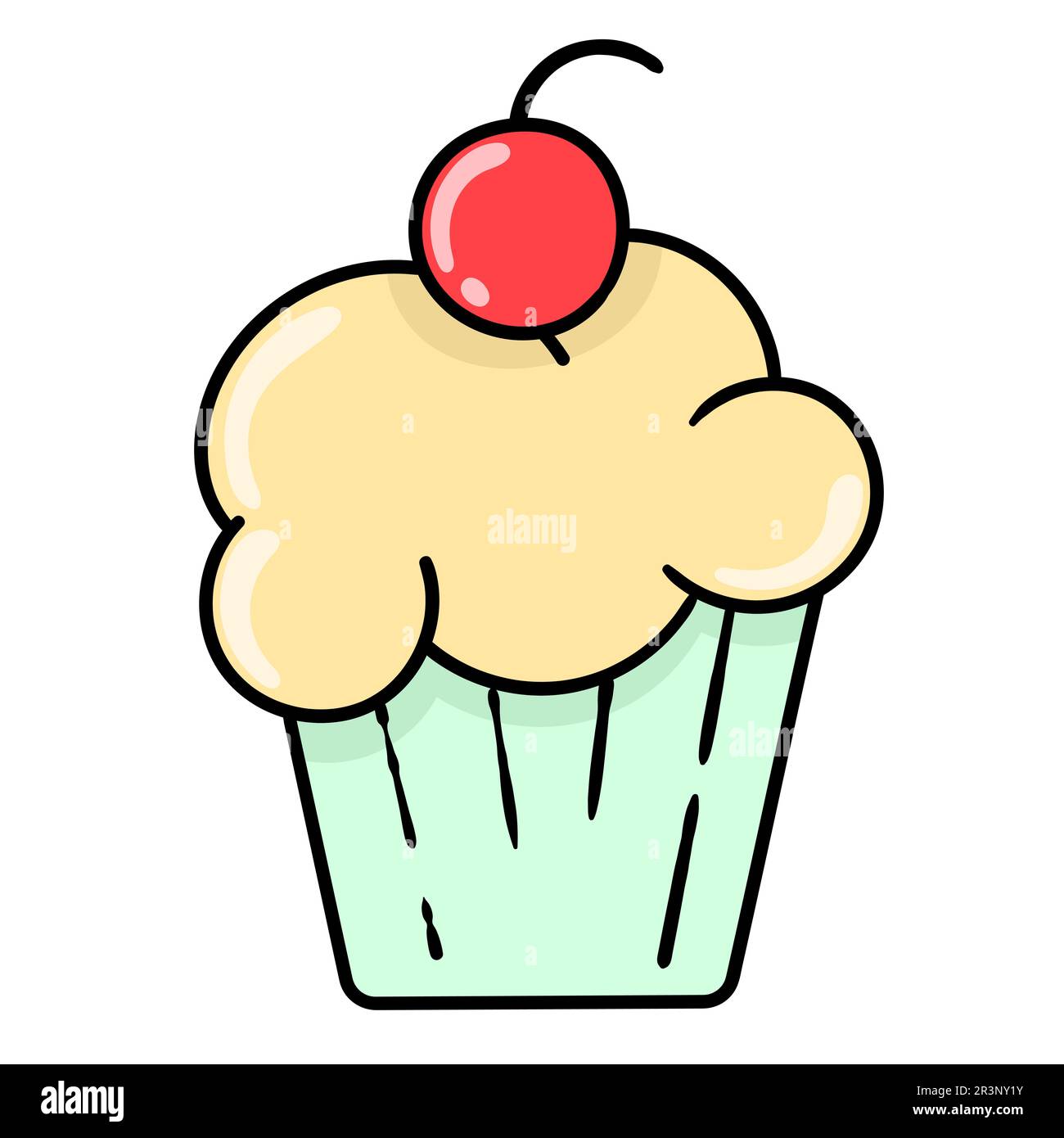 Dessert gâteau sucrée. icône doodle Banque D'Images