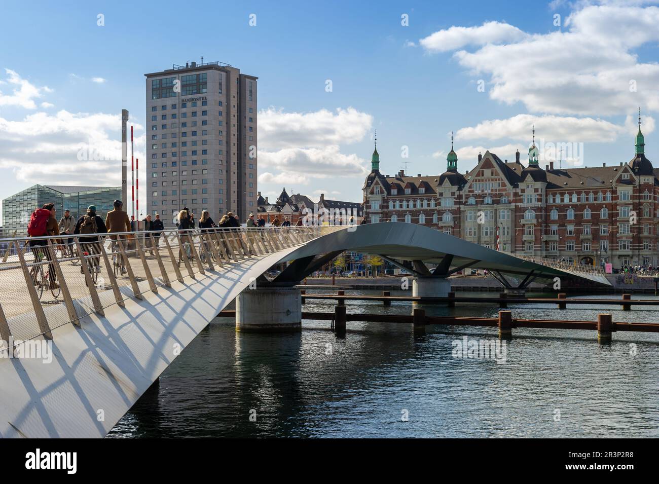 Le Lille Langebro pendant les heures de pointe, Copenhague, Danemark Banque D'Images