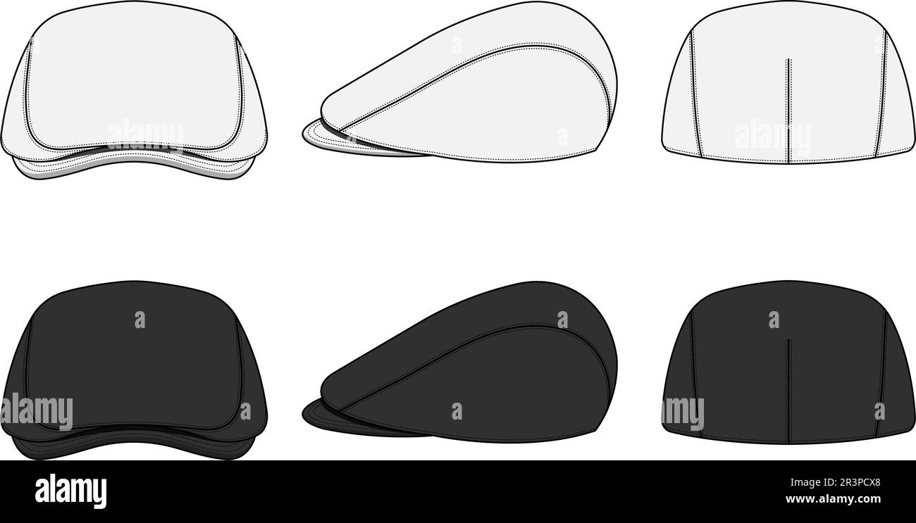 Jeu d'illustrations de modèle vectoriel pour casquette plate ( chapeau de chasse ) Illustration de Vecteur