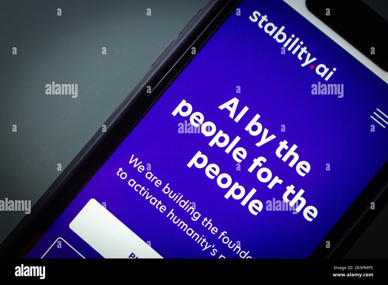 Vancouver, CANADA - 21 mai 2023 : site web de stabilité ai vu dans un écran d'iPhone. Banque D'Images