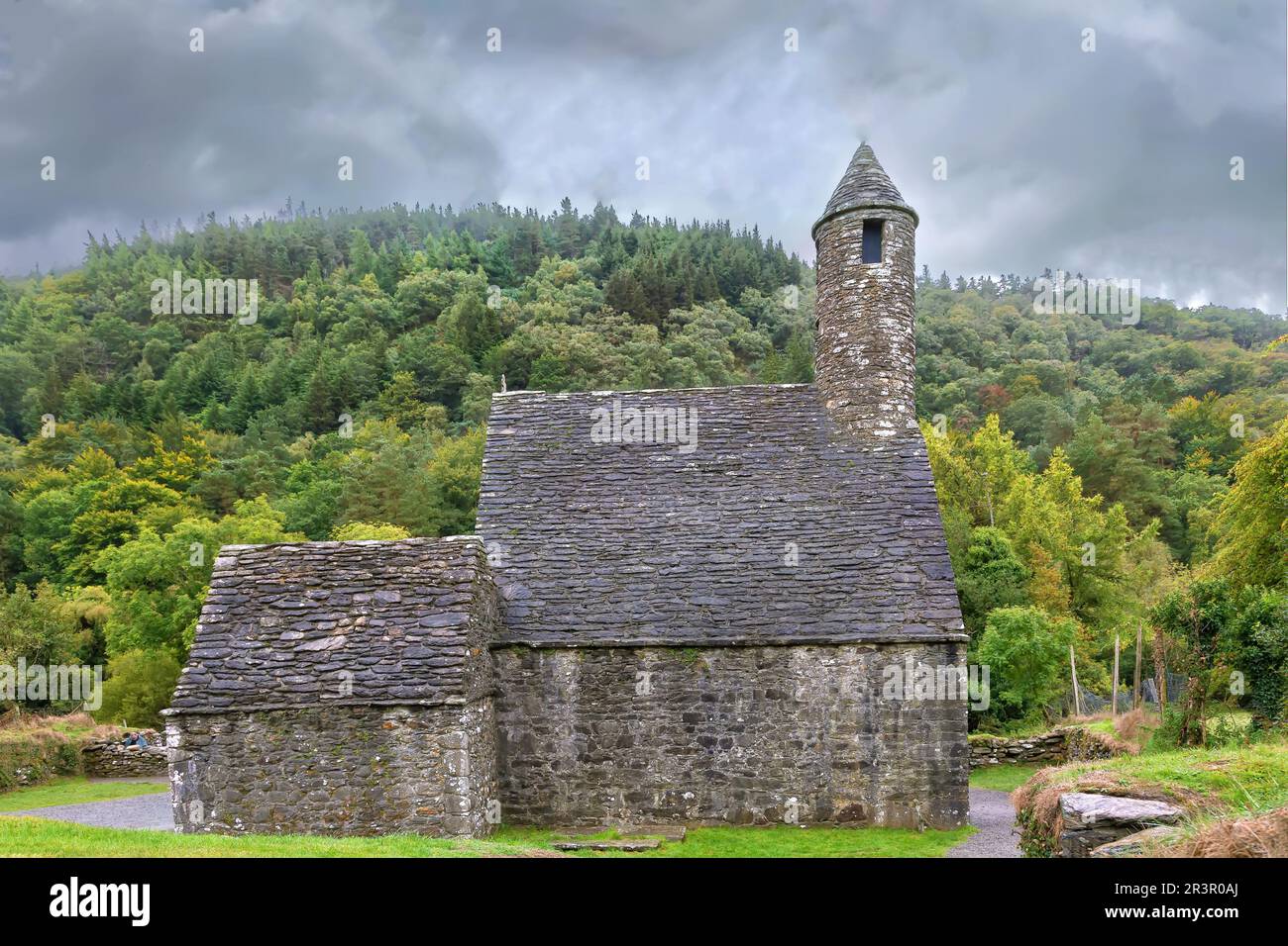 Église Saint-Kevin de Glendalough, Irlande Banque D'Images