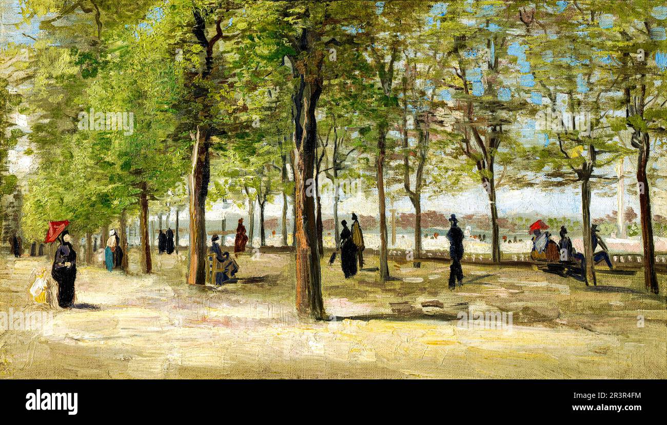 La terrasse de Vincent van Gogh dans les jardins du Luxembourg célèbre tableau. Original de l'Institut d'art Sterling and Francine Clark. Banque D'Images